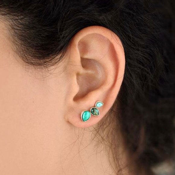 Any 2/$20! Silver Turquoise Gem Crawler Earrings - Picture 3 of 9